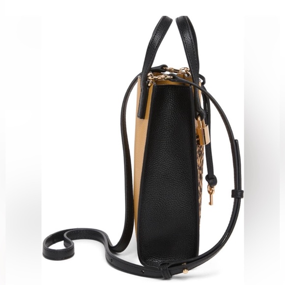 NWT Marc Jacobs Micro Mini Pebbled Leather Tote Mustard Yellow w/ Leopard Pocket - Picture 12 of 13